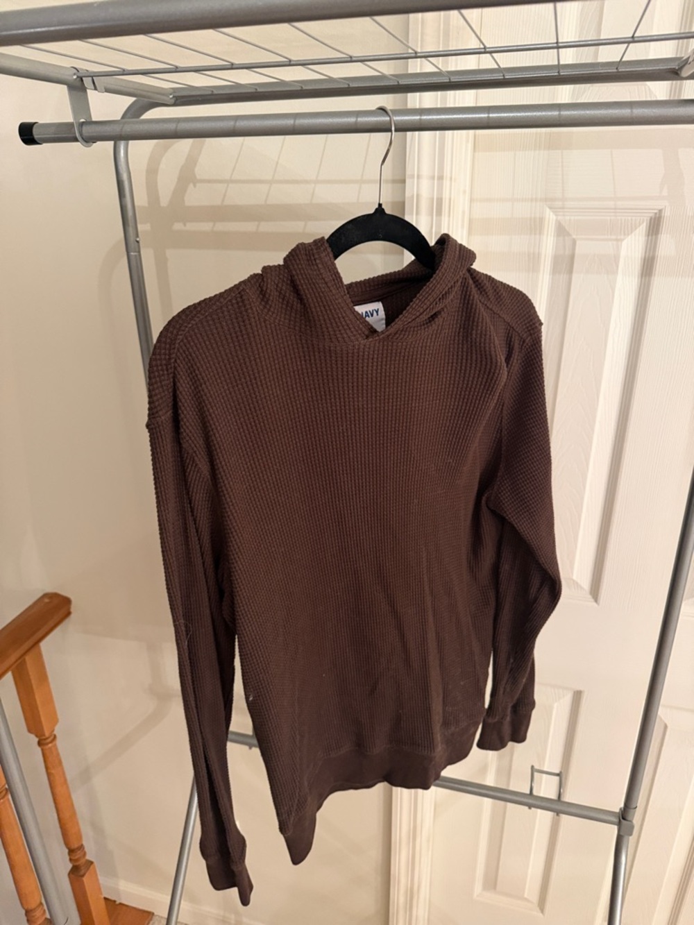 Old Navy Brown Waffle Knit Hooded Sweater